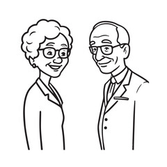 Old people black and white illustration vector image simple minimalist artwork design template
