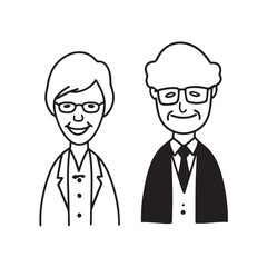 Old people black and white illustration vector image simple minimalist artwork design template
