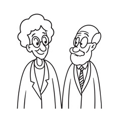 Old people black and white illustration vector image simple minimalist artwork design template
