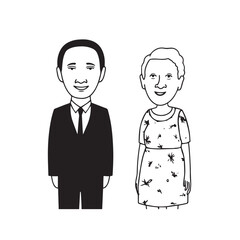 Old people black and white illustration vector image simple minimalist artwork design template
