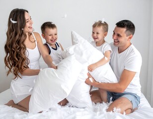 Family pillow fight fun