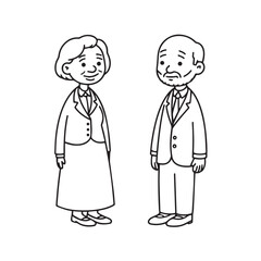 Old people black and white illustration vector image simple minimalist artwork design template
