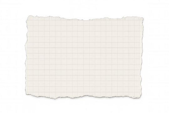 Ripped edge white squared paper with space for text or design, isolated on transparent background