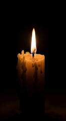 Single Candle in Darkness, Peaceful Light.