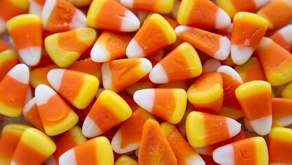 Pile of Halloween Candy Corn Close Up Sweet Treat