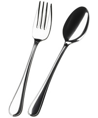 fork and spoon, isolated background.