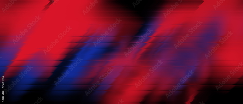 Poster abstract motion lines with red and blue glow in the dark space, fractal glass effect, gradient textu