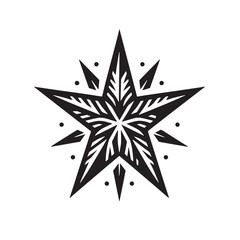 Fototapeta premium Black Christmas Star Silhouette Vector Illustration design, Solid White Background