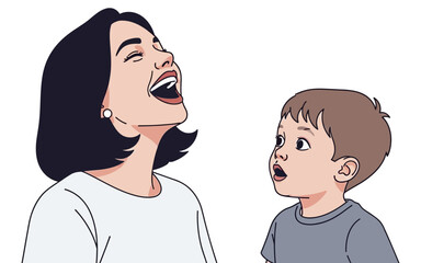 Joyful Mother and Child Sharing a Hilarious Moment.