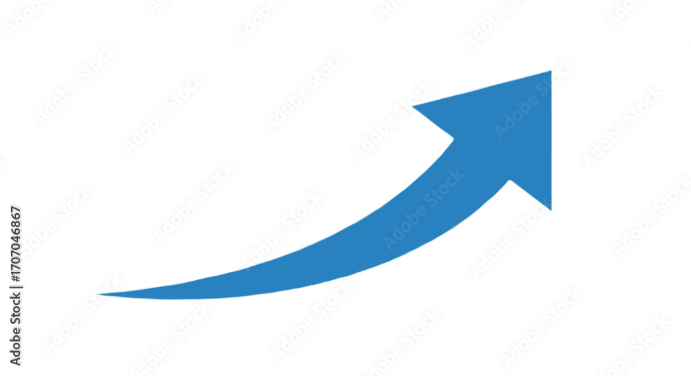 Poster a flat vector single icon of an upward trending arrow with smooth curve, symbolizing growth and popu