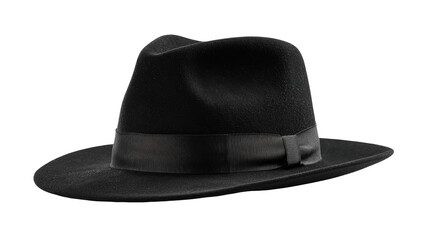 Black fedora hat, angled view