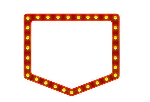 Light bulb frame. Red frame with light bulb isolated on transparent background	
