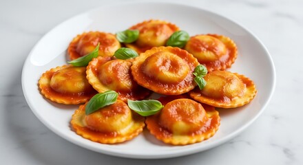 Delicious Italian Ravioli with Tomato Sauce.