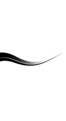 A smooth, elegant curve of black and gray shades creates a flowing design element against a blank white background.