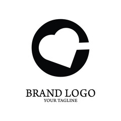 Sleek and versatile black circular emblem incorporating a subtle 'C' letterform with a cloud or heart outline, perfect for innovative brand identity design and corporate symbolism