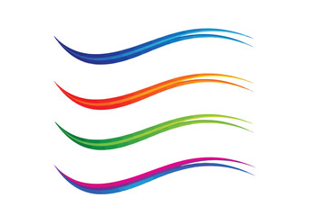 Illustration of four colorful wavy lines in blue, red, green, and purple