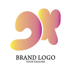 Fototapeta premium Vibrant abstract logo design featuring fluid, rounded letter forms with a smooth pink and yellow gradient. Modern vector symbol for brand identity