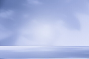 Wall interior background, studio and backdrops show products. with soft light shadow from window color blue and white. background for text insertion and presentation of product	