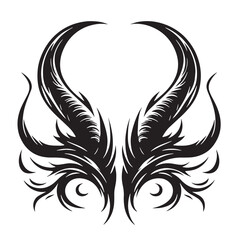 Black Devil Horns Silhouette Vector Illustration design, Solid White Background