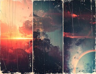 Split sunset and space landscape