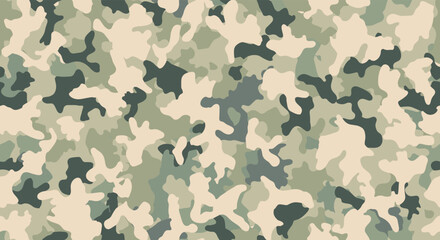 Fototapeta premium Camouflage pattern texture in neutral earthy tones perfect for fashion, military, and design