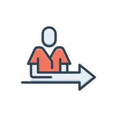 Color illustration icon for people arrow