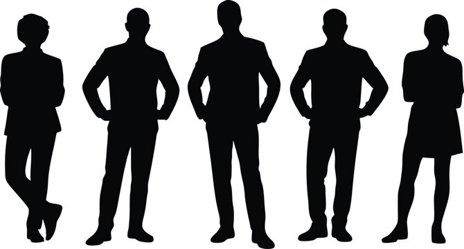 PrintBusiness People Silhouette Team Vector Illustration, silhouettes set of standing people male and female, showing walking and standing people in minimalist silhouettes,Vector icon,business people.
