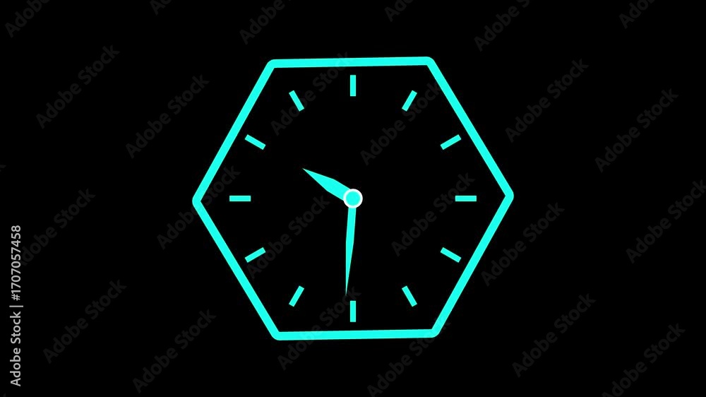 Poster unique clock icon animation. clock icon with moving hands. wall clock icon.