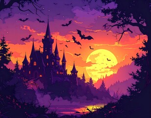 Spooky castle at sunset (1)