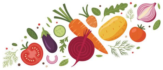Fresh Assorted Vegetables Isolated on Transparent Background