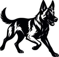 Running Belgian Malinois Guard dog Silhouette