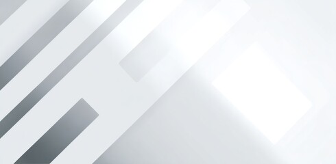 An abstract background features shades of white and gray formed by diagonal, rectangular shapes, giving a clean, modern aesthetic