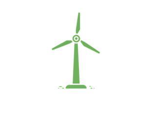 Green wind turbine isolated on transparent background