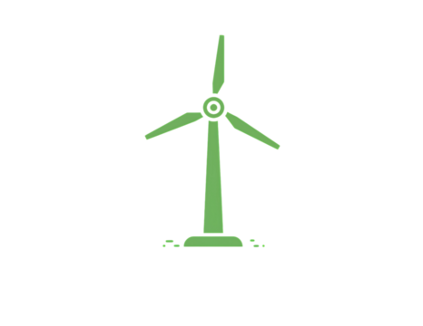 Green wind turbine isolated on transparent background