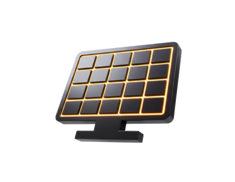 Small solar panel with a stand isolated on transparent background - Powered by Adobe