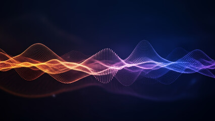 Abstract flowing waves graphic in orange and blue on a dark background, illuminated with glowing futuristic gradients and dynamic luminous motion effects.