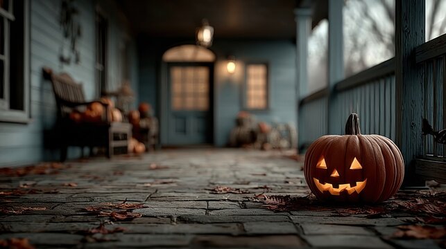 V Halloween holiday concept with jack o lantern