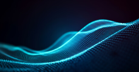 Abstract wavy blue lines on a dark background representing data or technology, glowing with luminous futuristic energy and smooth flowing motion.