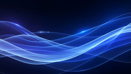 Abstract flowing blue waves on a dark background create a dynamic pattern, glowing with luminous futuristic trails and smooth digital energy.