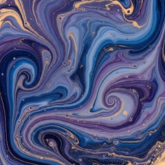 A mesmerizing abstract design showcasing swirling patterns of deep blues, purples, and golds.