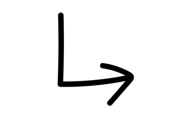 Illustration of L shaped arrow pointing towards right direction