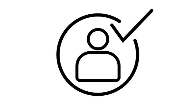 User profile with check mark. Profile verify account icon. User icon on white background.