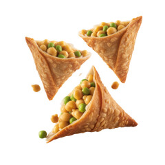 Vegetarian Samosas with Chickpeas and Green Peas Isolated on Transparent Background