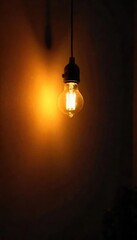 Warm, glowing light bulbs illuminate a dark room, casting soft shadows on the walls  Perfect for home decor, interior design, and lighting concepts , bulbs, dim