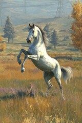 Fototapeta premium Majestic horse leaning backwards