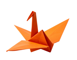 Orange Origami Crane – Minimal Studio Display