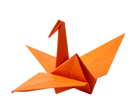 Orange Origami Crane – Minimal Studio Display