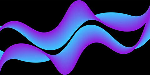Dark blue abstract background with glowing waves. Shiny moving lines design element. Futuristic technology concept. Vector illustration