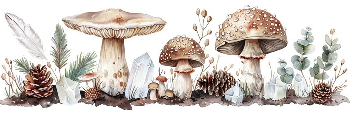 Vintage Harvest. Hand-Drawn Watercolor Pumpkins Set for Autumn Season