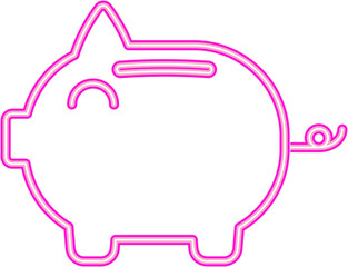 Neon Finance Icon: Piggy Banks Saving Money
